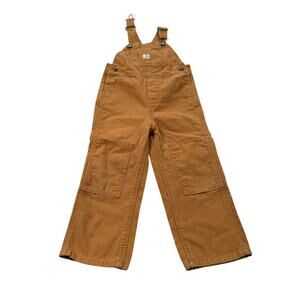 Carhartt Kids Bib Overalls Brown Duck Canvas Workwear Toddler 4T